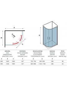 Cabine de douche d’angle ¼ de cercle FLORA 650 90x120 H.190 cm