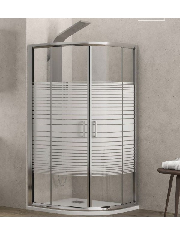 Cabine de douche sérigraphiée 1/4 de cercle NEW FLORA 200 80x80 x180 cm