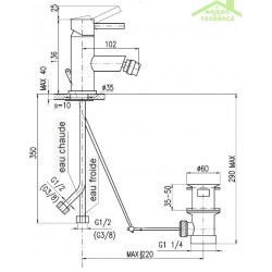 Mitigeur bidet SEINA avec siphon en laiton