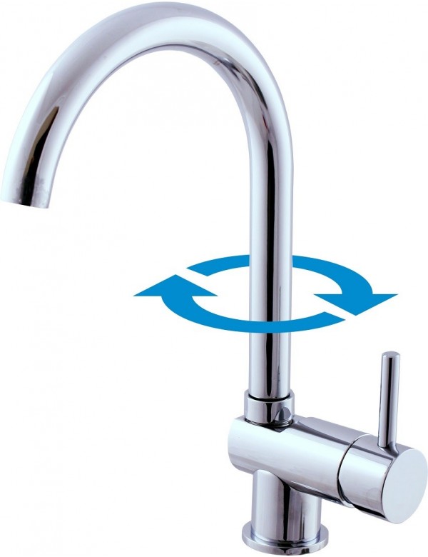 Mitigeur évier pivotant bout rond SEINA en laiton noir H.32,5cm