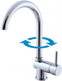 Mitigeur évier pivotant bout rond SEINA en laiton noir H.32,5cm