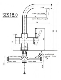 Mitigeur évier SEINA avec séparateur d'eau potable et d'usage H.44 cm