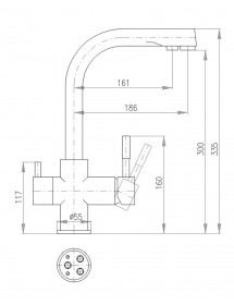 Mitigeur évier SEINA avec séparateur d'eau potable et d'usage H.44 cm