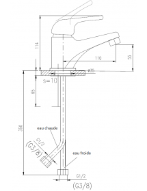 Mitigeur lavabo tricolore pour enfant sans siphon