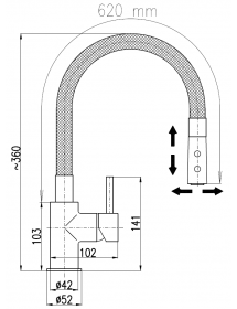Mitigeur évier flexible à mémoire de forme SEINA en laiton noir doré