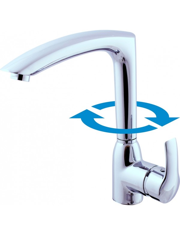 Mitigeur évier ZAMBEZE pivotant en chrome blanc