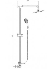 Colonne de douche murale thermostatique laiton chromé H. 109 cm