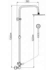 Colonne de douche murale thermostatique laiton chromé H. 109 cm