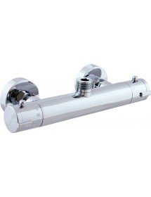 Mitigeur douche mural thermostatique en laiton noir mat sortie douchette bas