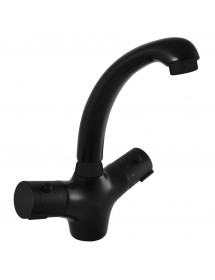 Mitigeur lavabo thermostatique en laiton noir mat