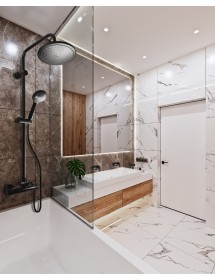 Colonne de douche murale thermostatique en chrome noir mat avec douchette H. 109 cm