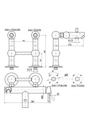 Colonne de douche LABE avec douchette en laiton chromé H.111cm