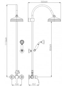 Colonne de douche LABE avec douchette en laiton chromé H.111cm