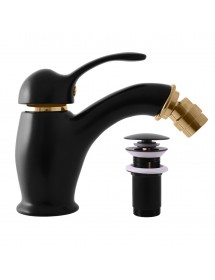 Mitigeur bidet LABE avec siphon en laiton doré noir mat
