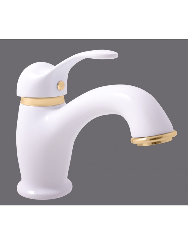 Mitigeur lavabo LABE en chrome doré blanc brillant