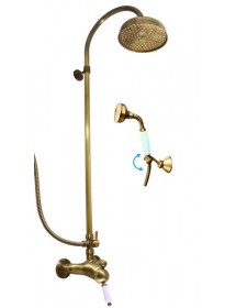 Colonne de douche LABE avec douchette en laiton et poignée en céramiqueH.111cm