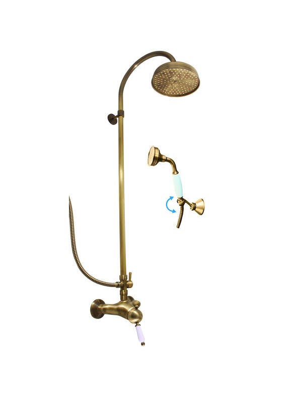 Colonne de douche LABE avec douchette en laiton et poignée en céramiqueH.111cm Colonne de douche LABE avec douchette en laiton et poignée en céramiqueH.111cm