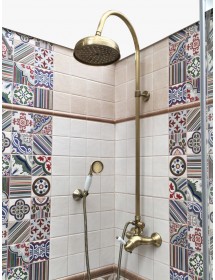Colonne de douche LABE avec douchette en laiton et poignée en céramiqueH.111cm