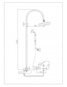 Colonne de douche LABE avec douchette H.102 cm