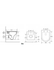 Cuvette WC suspendue Rimless ZINA - avec abattant à frein de chute