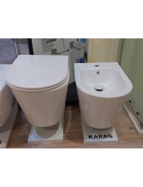 Cuvette WC suspendue Rimless ZINA - avec abattant à frein de chute