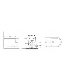 Bidet à suspendre ZINA 52x34,5x36 cm