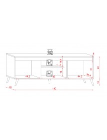 Meuble TV à poser TURE chêne 140x40x52 cm