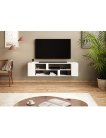Grand meuble TV BILBAO coloris chêne et blanc mat 183,4 cm