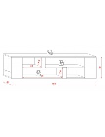 Grand meuble TV BILBAO coloris chêne et blanc mat 183,4 cm