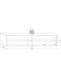 Meuble TV à suspendre DERBY 140 coloris chêne 140x32,8x31 cm