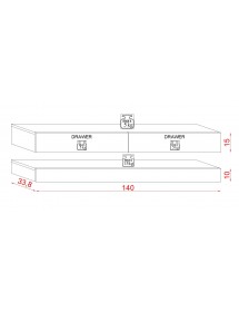 Meuble TV FLY avec LED bleu en noir brillant 140x33,8 cm