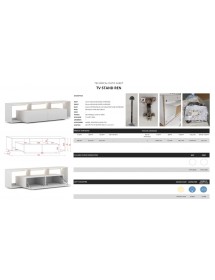 Meuble TV FLY avec LED blanc coloris chêne et noir 140x33,8 cm