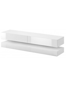 Meuble TV FLY avec LED blanc coloris chêne et noir 140x33,8 cm
