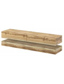 Meuble TV FLY avec LED blanc coloris chêne et noir 140x33,8 cm