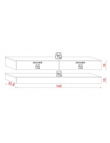 Meuble TV FLY avec LED blanc en noir et chêne 140x33,8 cm