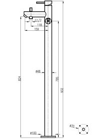 Colonne de douche LABE avec douchette laiton noir et poignée en céramique H.111cm