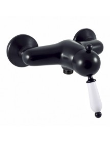 Colonne de douche LABE en laiton noir mat et poignée en céramique H.111cm