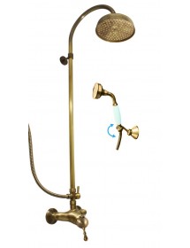 Colonne de douche LABE avec douchette laiton chromé et poignée en céramique H.111cm