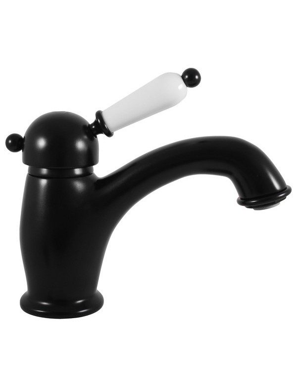 Mitigeur lavabo LABE en laiton noir avec poignée en céramique