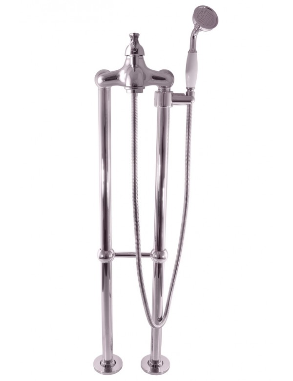 Mitigeur baignoire sur pied LABE avec douchette laiton chromé 110 cm Mitigeur baignoire sur pied LABE avec douchette laiton chromé 110 cm