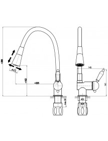 Mitigeur évier rétro LABE en laiton noir doré
