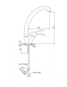 Mitigeur évier mural rétro LABE en laiton chromé