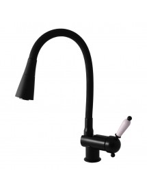 Mitigeur évier flexible à mémoire de forme LABE en laiton brut et noir