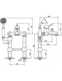Colonne de douche sur pied LABE avec douchette en chrome 110 cm