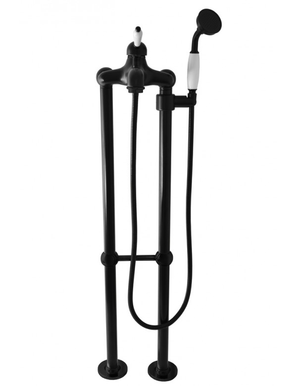 Colonne de douche sur pied LABE avec douchette en laiton noir 110 cm Colonne de douche sur pied LABE avec douchette en laiton noir 110 cm