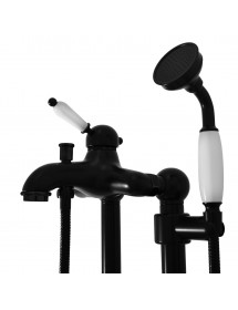 Colonne de douche sur pied LABE avec douchette en laiton noir 110 cm