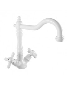 Mélangeur lavabo MORAVA RETRO pivotant laiton blanc mat