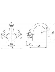 Mélangeur lavabo MORAVA laiton noir mat doré sans pop up