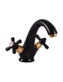 Mélangeur lavabo MORAVA laiton noir mat doré sans pop up