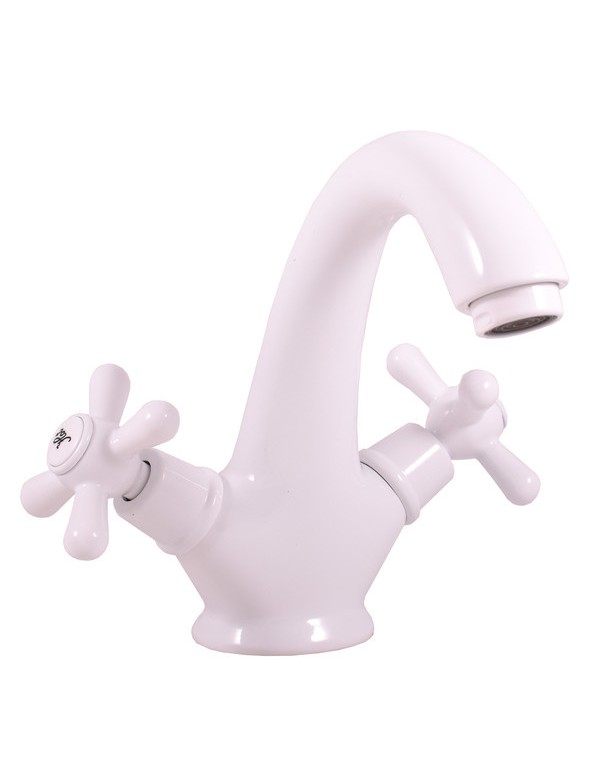 Mélangeur lavabo MORAVA laiton blanc sans pop up Mélangeur lavabo MORAVA laiton blanc sans pop up